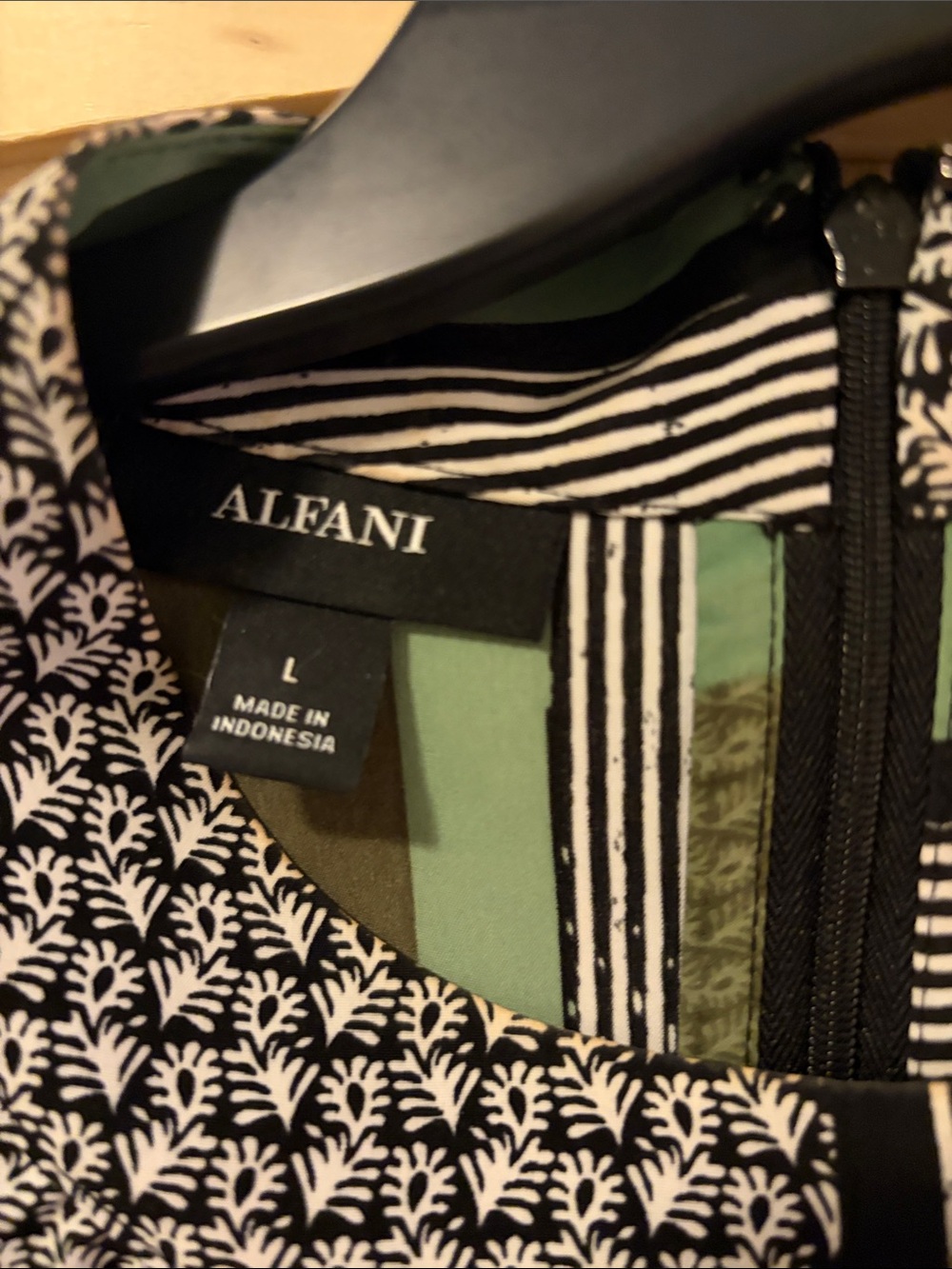 Alfani Olive & Mint Striped Geometric Sleeveless Top - Picture 2 of 3